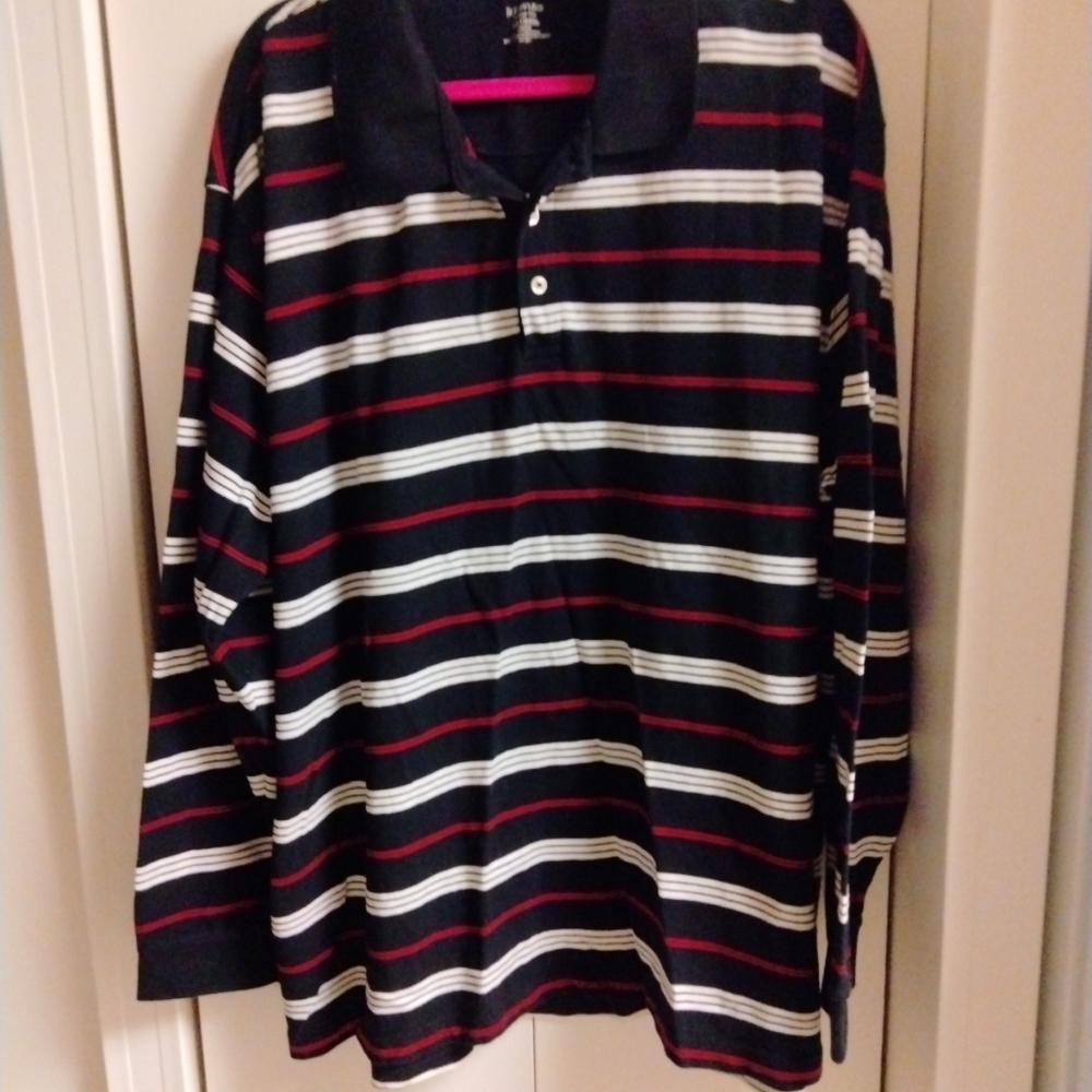 St. John's Bay men's polo shirt, 2X, pre-owned, striped